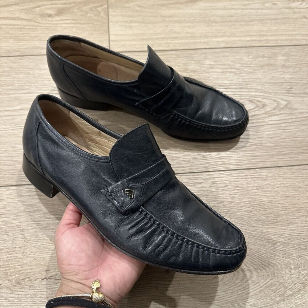 Grenson Loafers Blue leather men Classic British Shoes UK 9.5  |US 10.5